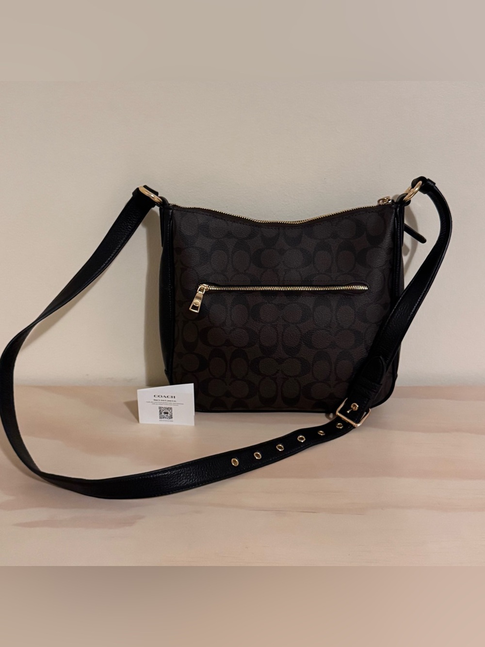 Coach Ellie File Bag In Signature Canvas Brown Black Pebbled Leather Crossbody - Picture 4 of 8